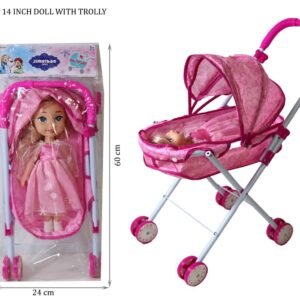 Pink Doll with Stroller Play Set